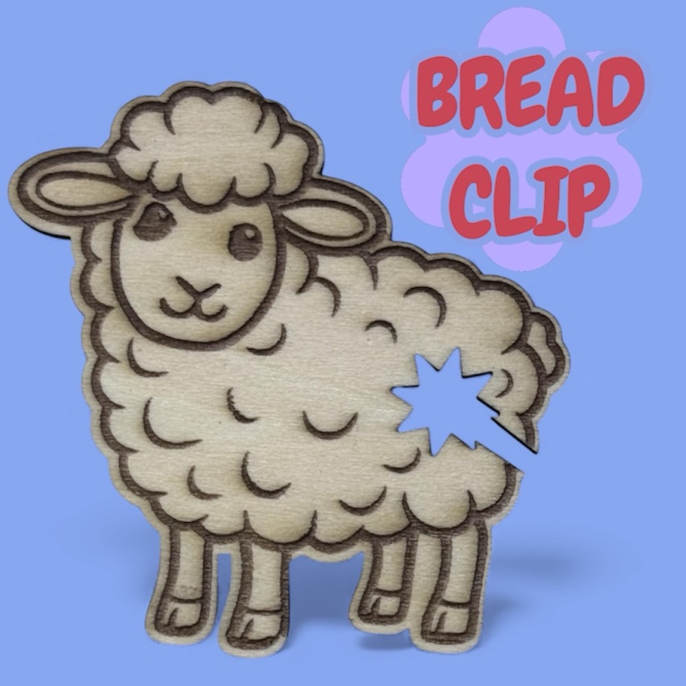 2/$10 Wooden Sheep Bread Clip – Cute Laser-Cut Bag Clip